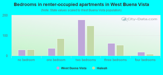 Bedrooms in renter-occupied apartments in West Buena Vista