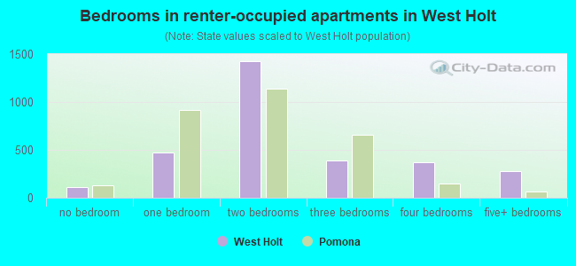 Bedrooms in renter-occupied apartments in West Holt