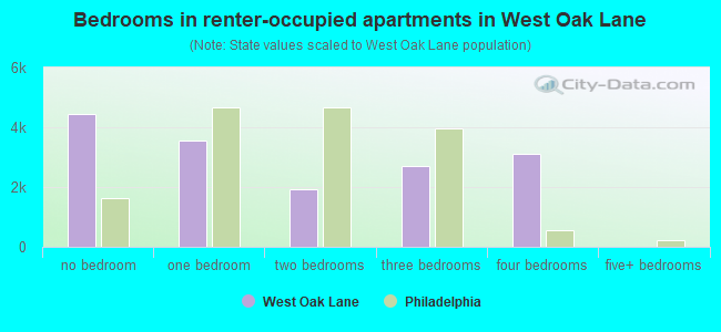 Bedrooms in renter-occupied apartments in West Oak Lane