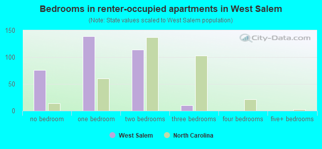 Bedrooms in renter-occupied apartments in West Salem