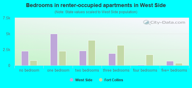 Bedrooms in renter-occupied apartments in West Side