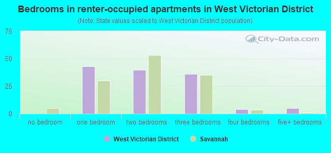 Bedrooms in renter-occupied apartments in West Victorian District