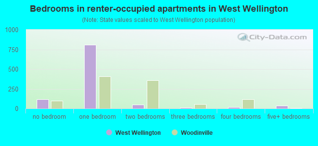 Bedrooms in renter-occupied apartments in West Wellington