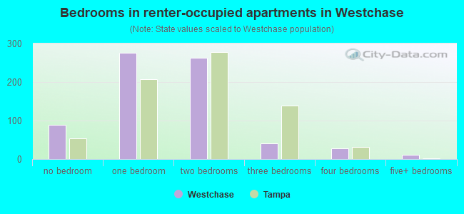Bedrooms in renter-occupied apartments in Westchase