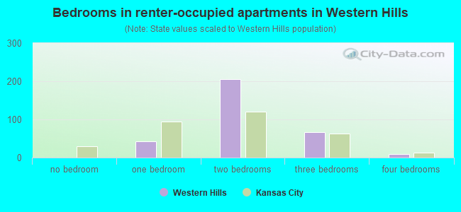 Bedrooms in renter-occupied apartments in Western Hills