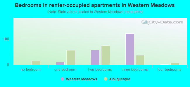 Bedrooms in renter-occupied apartments in Western Meadows