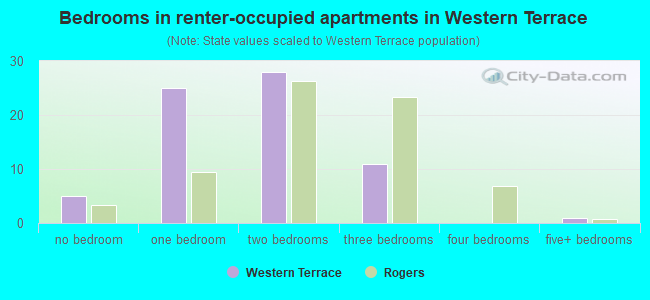 Bedrooms in renter-occupied apartments in Western Terrace