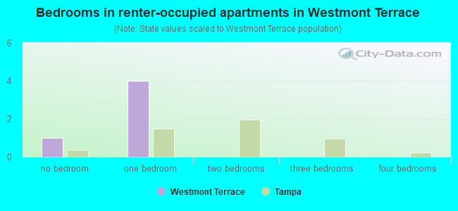 Bedrooms in renter-occupied apartments in Westmont Terrace