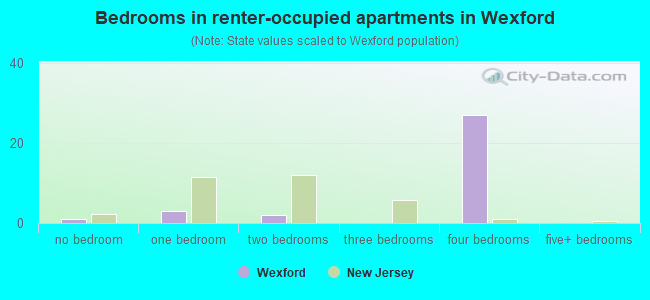 Bedrooms in renter-occupied apartments in Wexford