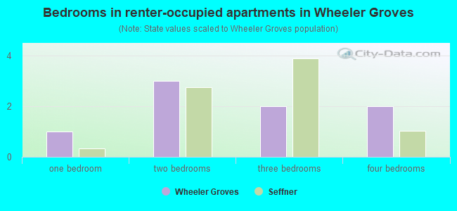Bedrooms in renter-occupied apartments in Wheeler Groves