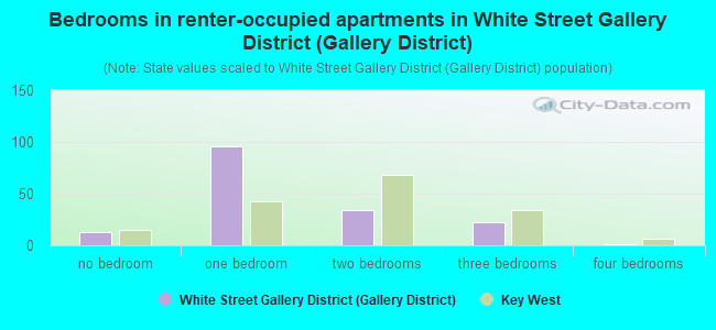 Bedrooms in renter-occupied apartments in White Street Gallery District (Gallery District)