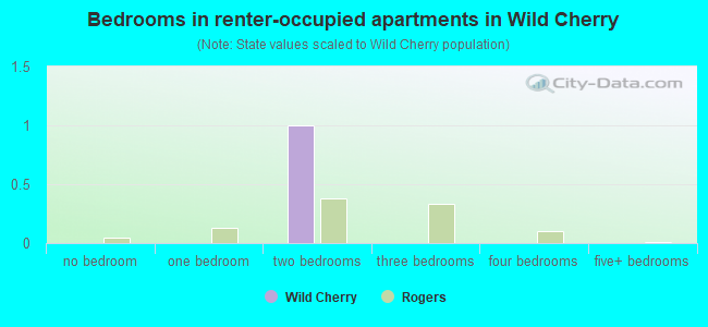 Bedrooms in renter-occupied apartments in Wild Cherry