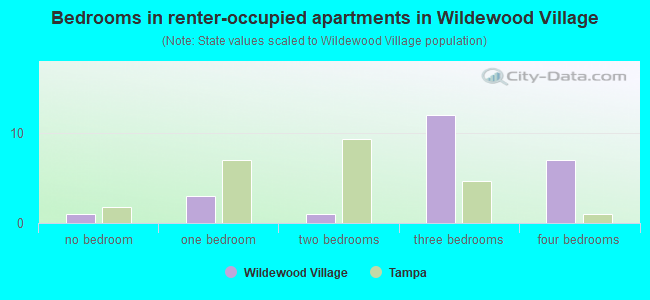 Bedrooms in renter-occupied apartments in Wildewood Village