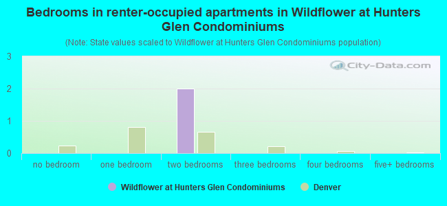 Bedrooms in renter-occupied apartments in Wildflower at Hunters Glen Condominiums