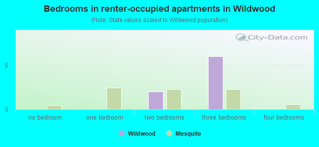Bedrooms in renter-occupied apartments in Wildwood