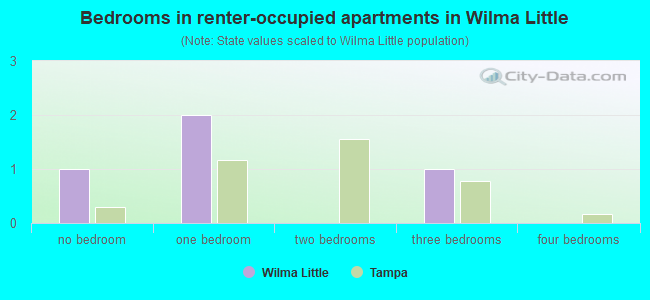 Bedrooms in renter-occupied apartments in Wilma Little