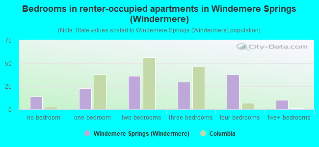 Bedrooms in renter-occupied apartments in Windemere Springs (Windermere)
