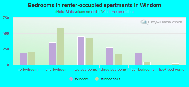 Bedrooms in renter-occupied apartments in Windom