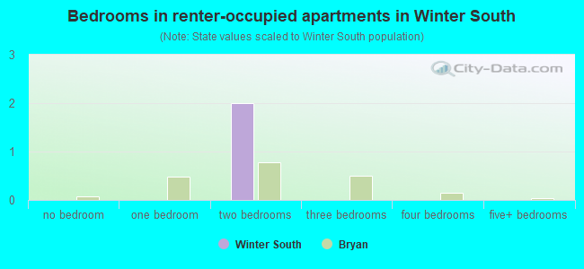 Bedrooms in renter-occupied apartments in Winter South