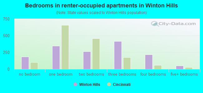Bedrooms in renter-occupied apartments in Winton Hills