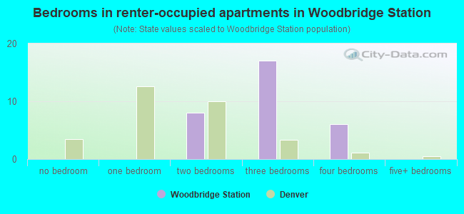 Bedrooms in renter-occupied apartments in Woodbridge Station