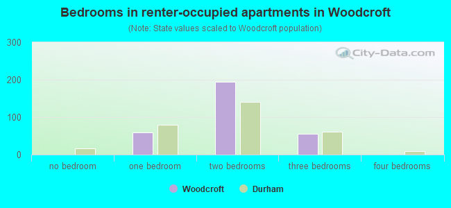 Bedrooms in renter-occupied apartments in Woodcroft