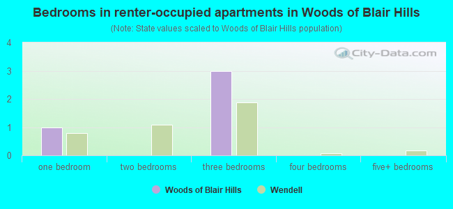 Bedrooms in renter-occupied apartments in Woods of Blair Hills