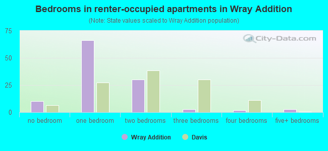 Bedrooms in renter-occupied apartments in Wray Addition