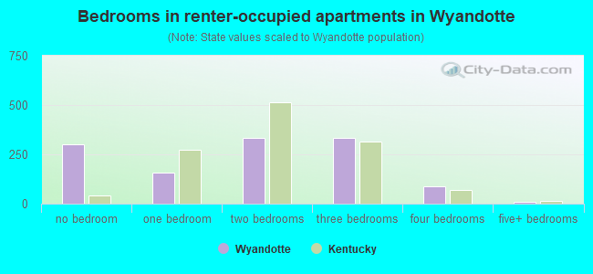 Bedrooms in renter-occupied apartments in Wyandotte