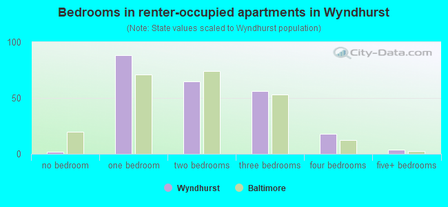 Bedrooms in renter-occupied apartments in Wyndhurst