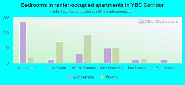 Bedrooms in renter-occupied apartments in YBC Corridor