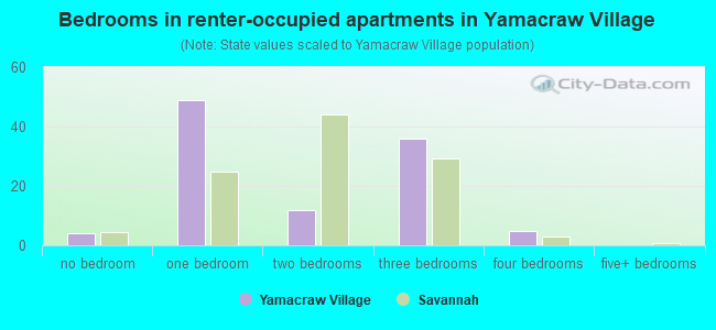 Bedrooms in renter-occupied apartments in Yamacraw Village