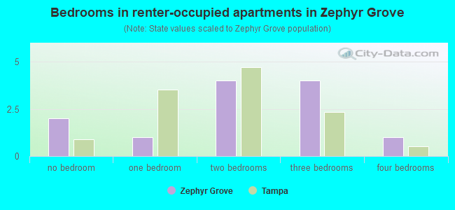 Bedrooms in renter-occupied apartments in Zephyr Grove