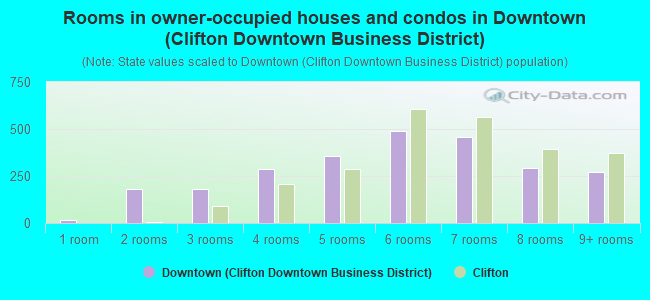 Rooms in owner-occupied houses and condos in Downtown (Clifton Downtown Business District)