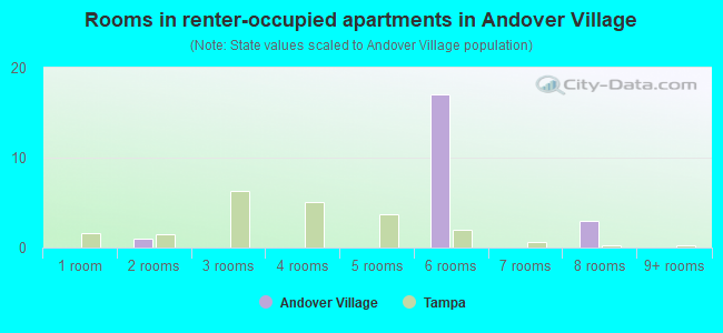 Rooms in renter-occupied apartments in Andover Village