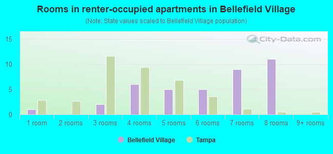 Rooms in renter-occupied apartments in Bellefield Village