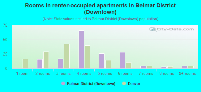 Rooms in renter-occupied apartments in Belmar District (Downtown)