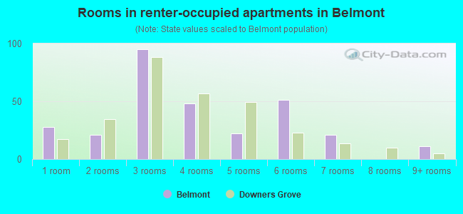 Rooms in renter-occupied apartments in Belmont