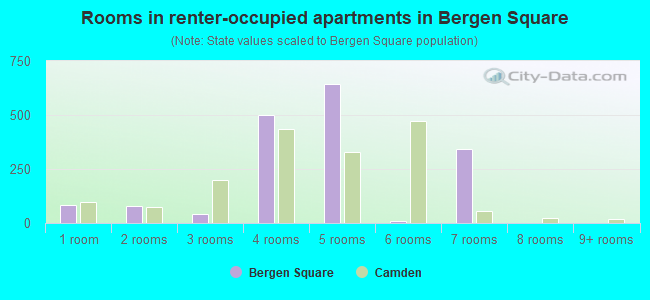 Rooms in renter-occupied apartments in Bergen Square