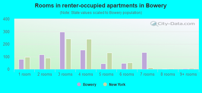 Rooms in renter-occupied apartments in Bowery