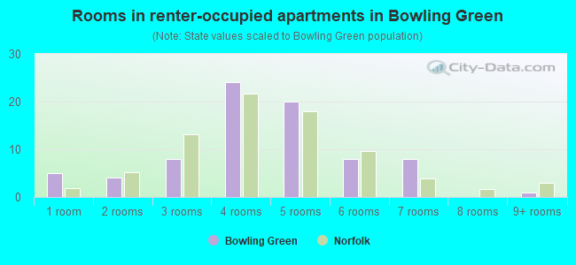 Rooms in renter-occupied apartments in Bowling Green