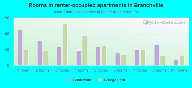 Rooms in renter-occupied apartments in Branchville