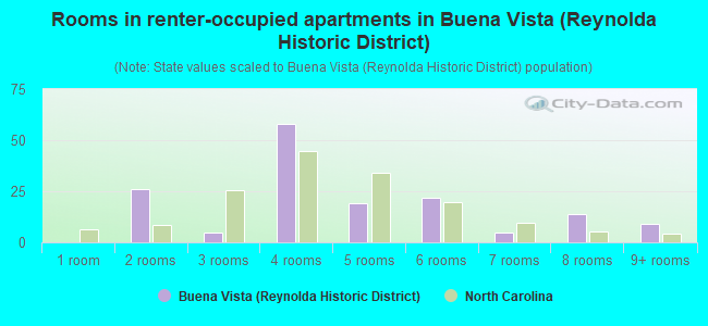 Rooms in renter-occupied apartments in Buena Vista (Reynolda Historic District)