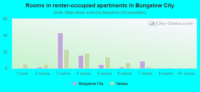 Rooms in renter-occupied apartments in Bungalow City