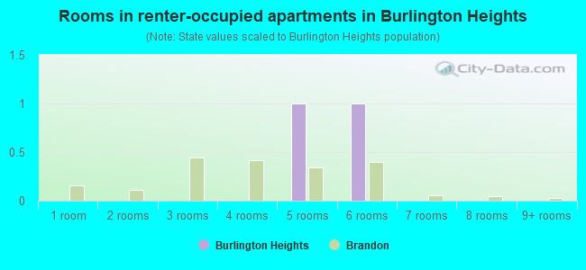 Rooms in renter-occupied apartments in Burlington Heights