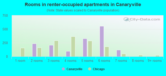 Rooms in renter-occupied apartments in Canaryville