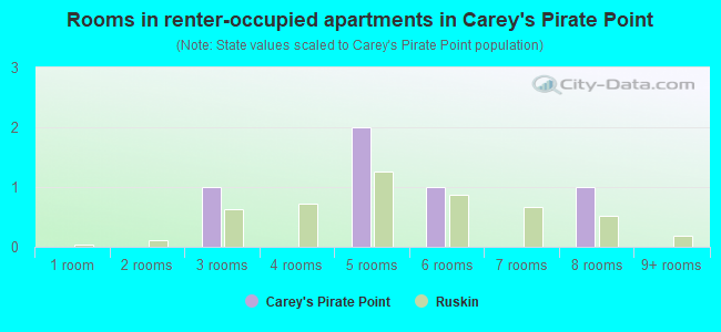 Rooms in renter-occupied apartments in Carey's Pirate Point