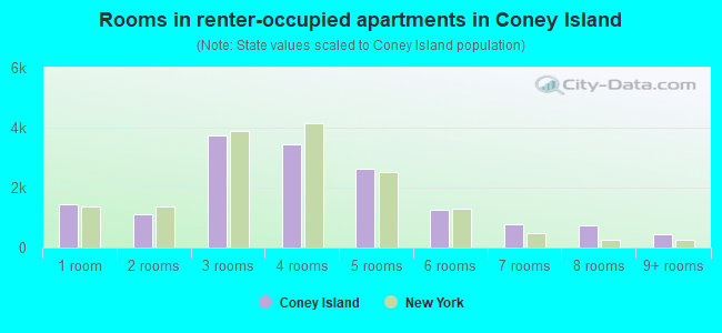 Rooms in renter-occupied apartments in Coney Island