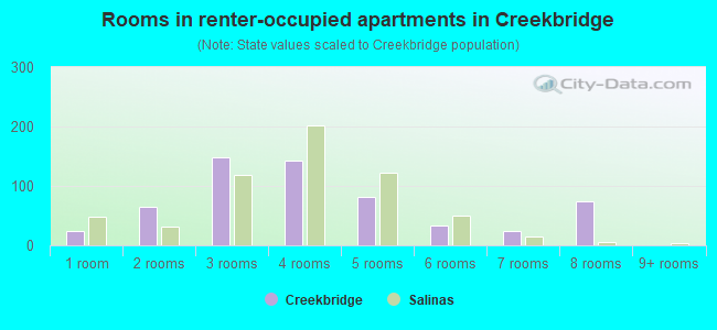 Rooms in renter-occupied apartments in Creekbridge