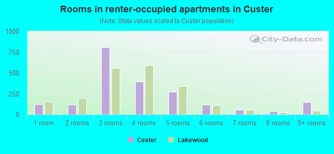 Rooms in renter-occupied apartments in Custer